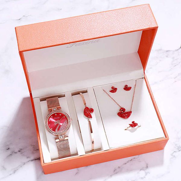 

the shake tiktok: voice, temperament, 2020, all match, swan bracelet, lady watch, simple watch, five women's suits, Slivery;brown