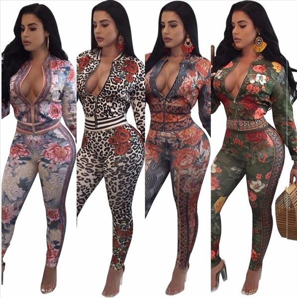 

s 3xl autumn winter fashion women printed two pieces suits casual nightclub party tracksuit smr8771, Gray