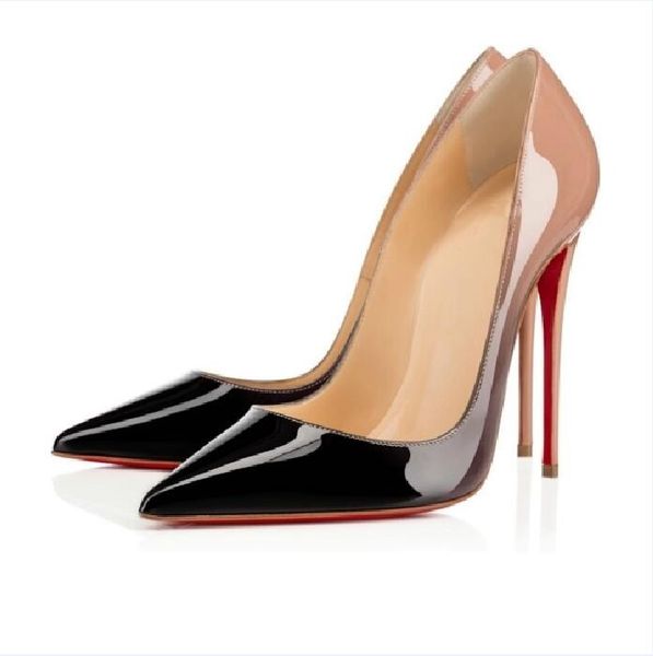 Rosa Rot Sexy Marke Damen Pumps Rote Unterteile Spitze Zehen High Heel Schuhe Schwarz 8 cm 10 cm 12 cm Flache Pumps Hochzeit Schuhe Plus