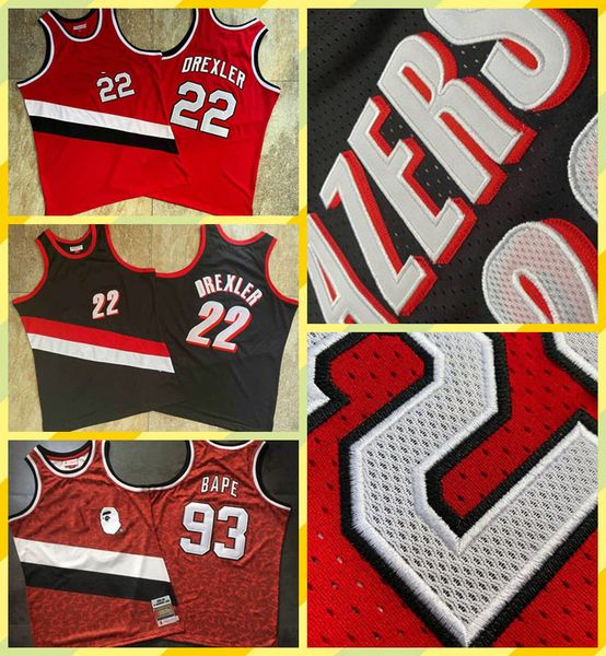 

men portland trail blazers clyde drexler basketball jerseys are closely embroidered and basketball jerseys are carefully sewn, Black;red