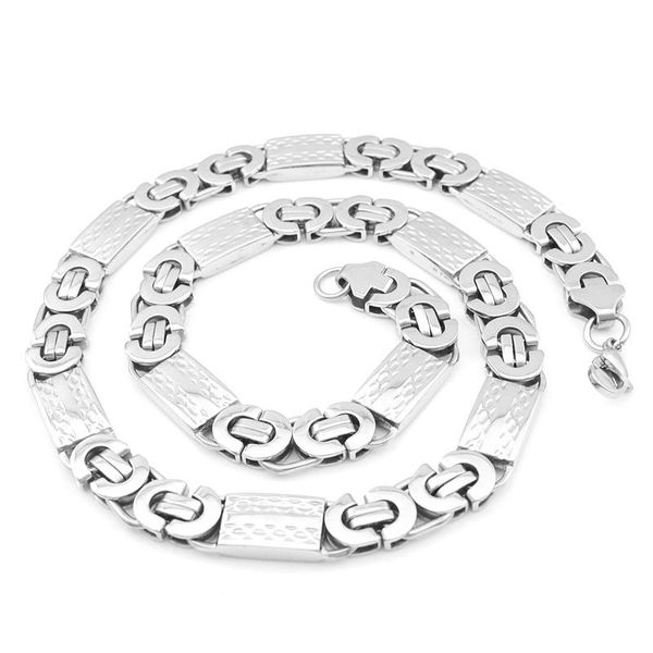 

anniversary 11mm wide chain jewelry necklace cool rock byzantine link trendy men man stainless steel 55cm length wholesale n510, Silver