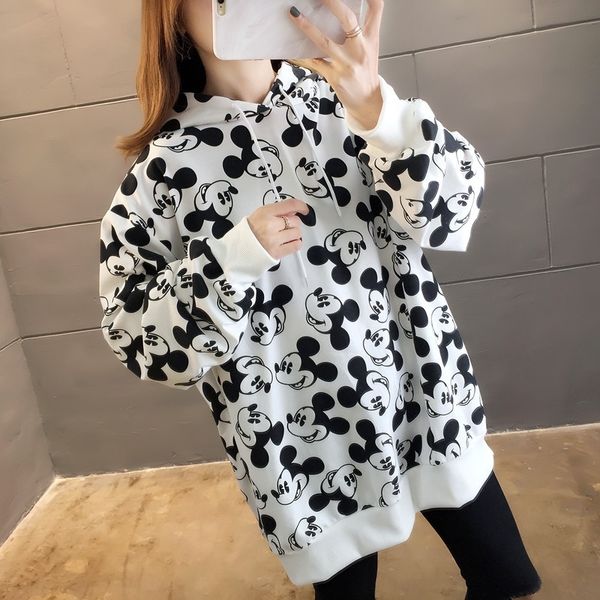 

77tgl women's loose same couple's same style set of"sold sweaterout sweater women's loose cartoon cartoon printed couple, Black