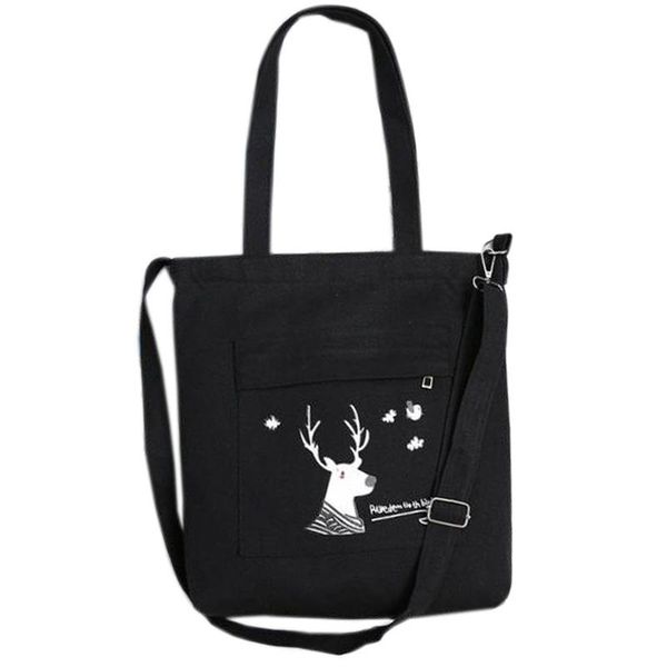 

women's shoulder bag diagonal korean color matching simple student canvas bag black