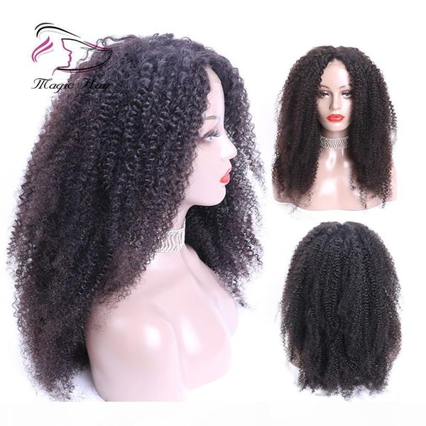 

afro kinky завитый 360 фронт шнурок парики для женщин черных бразильского remy человеческих волос парики волоса pre щипковый с ребенком воло, Black