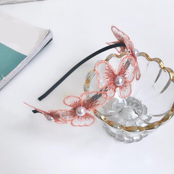 

korean pearls head hoop retro french hairband lace mesh butterfly hair hoop girls elegant hair bands hoop headband hair jewelry q bbyrso