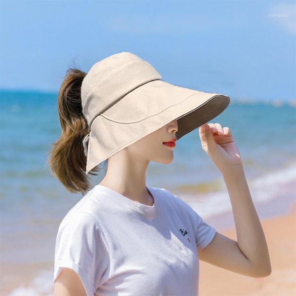 

Women Sun Hat Casual Summer UV Protection Packable With Hole Ladies Foldable Lightweight Beach Outdoor Hiking Wide Brim1, Blue;gray