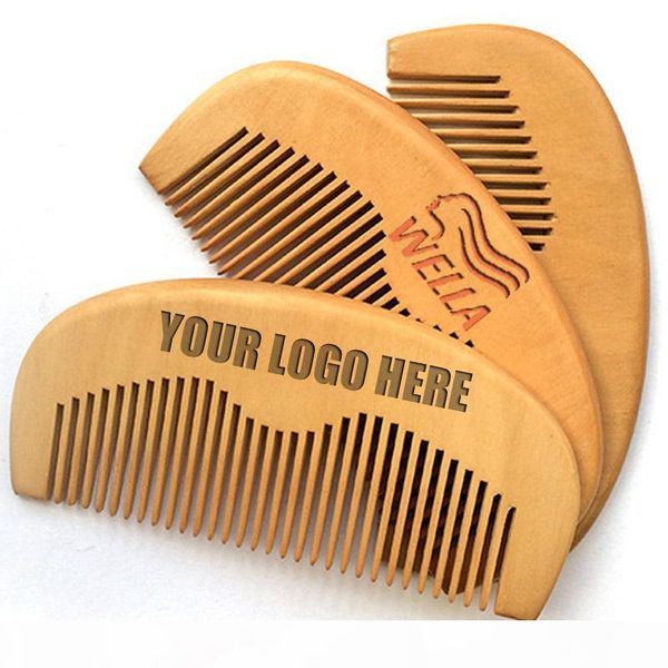 

moq 50 pcs wood comb custom your logo beard comb customized combs laser engraved wooden hair comb for men grooming, Silver