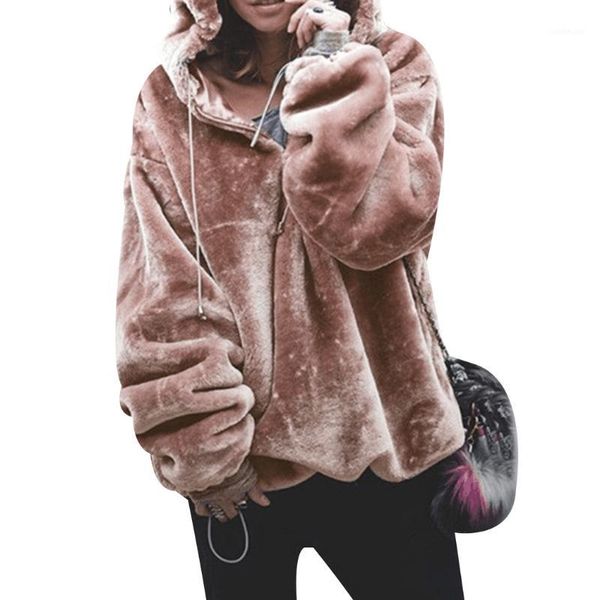 

women fashion chic style hooded sweatshirt oversized hoodies big pocket plush warm autumn winter outwear female streetwear1, Black