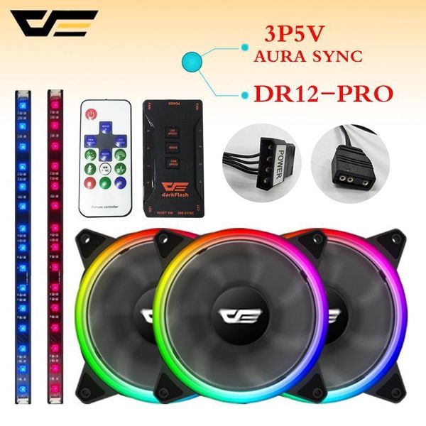 

fans & coolings darkflash dr12-pro aura sync computer case cooling fan 120mm ir remote cooler rgb led light1