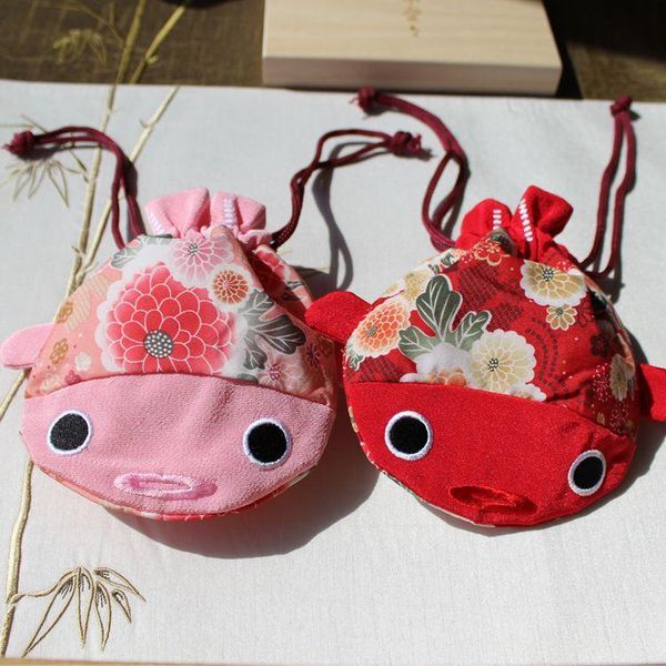 

latest embroidered fish shaped craft gift bag small christmas favor bag cute coin purses pouch wedding party candy 1pcs