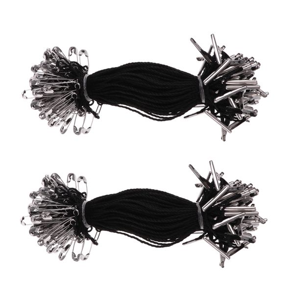

200 pieces hang tag cotton fasteners bullet pin tie string 10cm silver