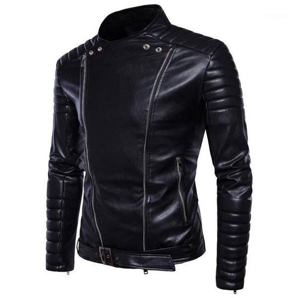 

2018 [code] european foreign trade export locomotive leather coat fashion carrie motorcycle leather jacket men's coat b0121, Black