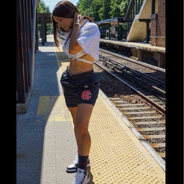 

brand eric emanuel ee basic short men's fitness shorts women beach pants sports mesh breathable casual star fashion basketball football, White;black