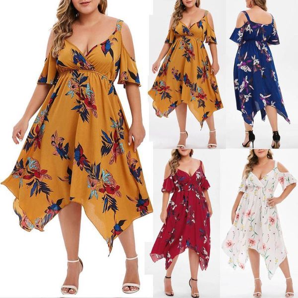 

stylishbar elegant sleeveless long dresses women off shoulder floral print handkerchief v-neck dress female clothes vestido1, Black;gray