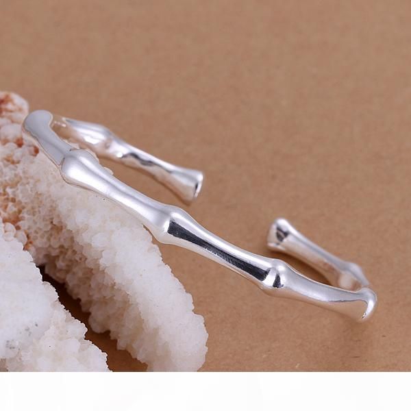 

10pcs lot gift factory price wholesale new 925 sterling silver bamboo bracelets bangle jewelry 1293, Black