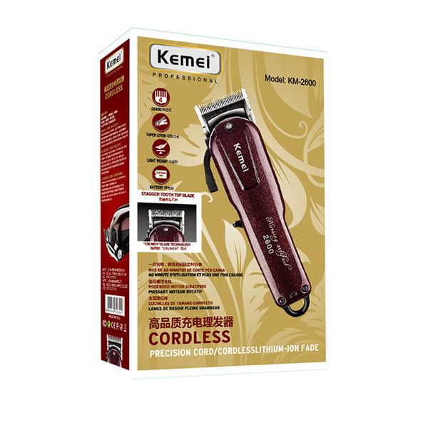 

2600 Professional Electric Trimmer Beard Shaver 100-240V Rechargeable Clipper Titanium Knife Hair Cutting hine KM-2600, Black