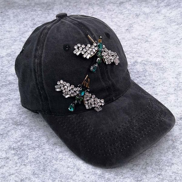 

gzhilovingl woman bug rhinestones beads baseball cap solid summer cotton snapback hat and caps ladies girls adjustable hats 201014, Blue;gray