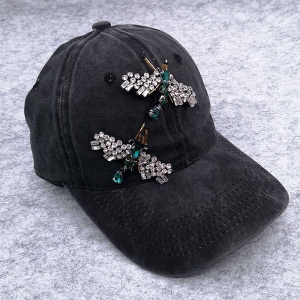 GzhilovingL Donna Bug Strass Perline Berretto da baseball Solido Summer Estate Cotone Snapback Cappello e Caps Ladies Girls Cappelli regolabili Ragazze 201014