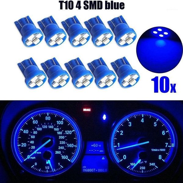 

10/20pcs set car led light t10 4smd 1210 led wedge dashboard gauge cluster light bulb blue accessories car goods1