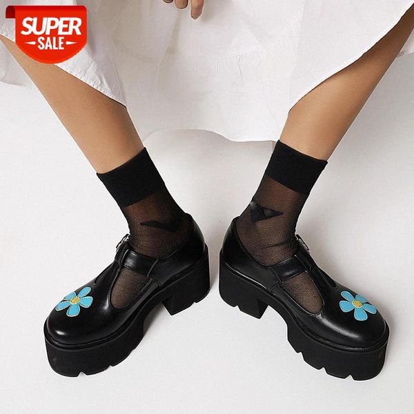 

ribetrini the big size 43 girl solid buckle platform round toe shoes women sandals leisure fashion punk sandals #ci5q, Black
