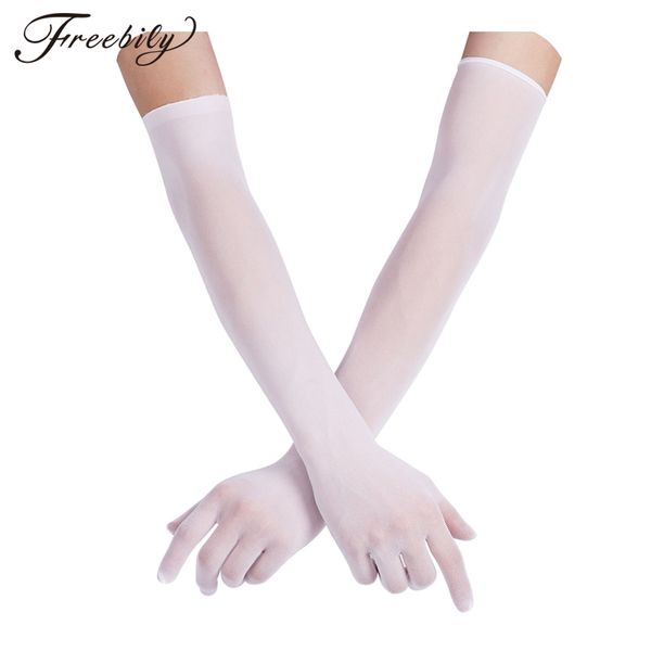 

women smooth pantyhose tights stockings sheer seamles long gloves mittens for sun protection bride glove seamless driving, Blue;gray