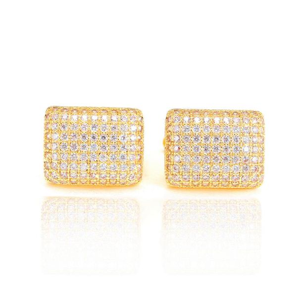 

contracted rectangle micro pave zircon circle hoop earrings for women gold color engagement gift jewelry fine earring, Golden;silver