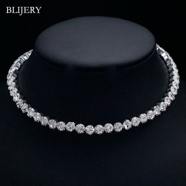 

blijery fashion diamante crystal rhinestone choker necklace for women silver color chokers bridal wedding jewelry femme collier, Golden;silver