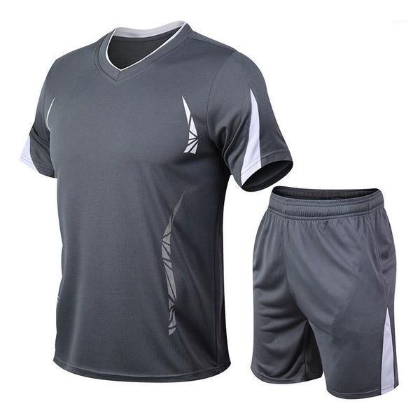 

sports suit men's short sleeve t-shirt men's quick-drying suit running loose sports large size basketball 2 piece set1, Gray