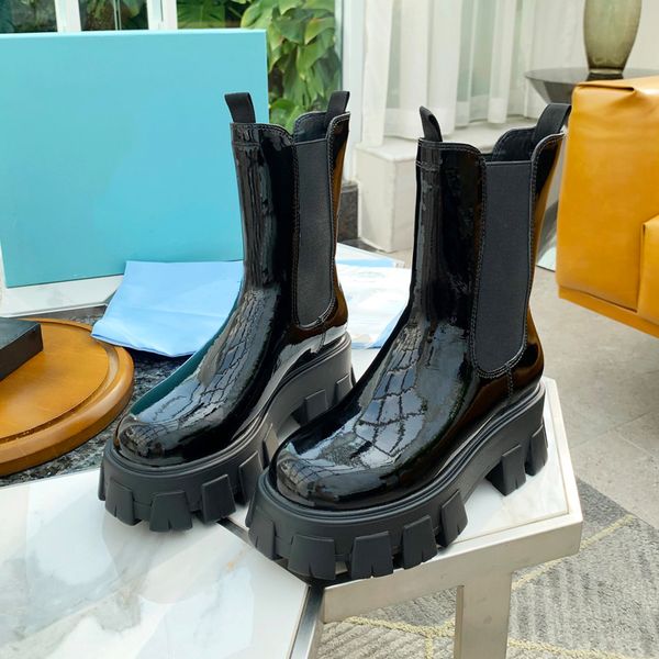

1 women boots martin desert western boot tanks thick bottom chelsea non-slip sheepskin winter shoes chunky heel dress wedding pa, Black