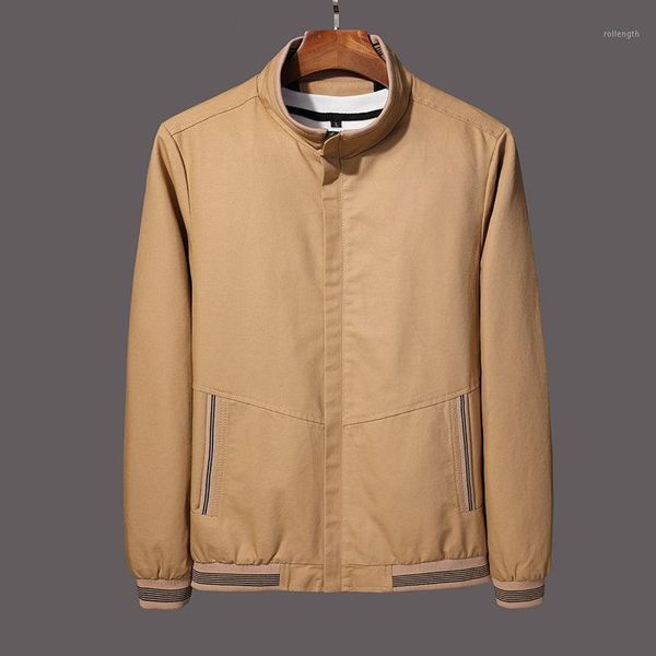 

khaki jackets men casual windbreaker jacket spring autumn coats solid color fashion male plus size 5xl hx3591, Black;brown