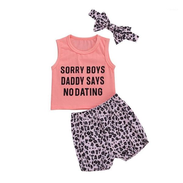 

clothing sets 0-24m born infant baby girls leopard clothes set summer funny letter vest t shirt shorts headband girl costumes1, White
