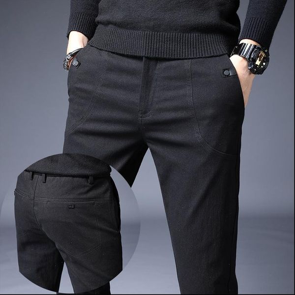 

mens trousers spring and autumn casual pants sports slimming 2021 new straight tube small leg trousers, Black