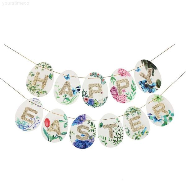 

2m hanging happy easter floral flags banner for birthday party baby shower decoration