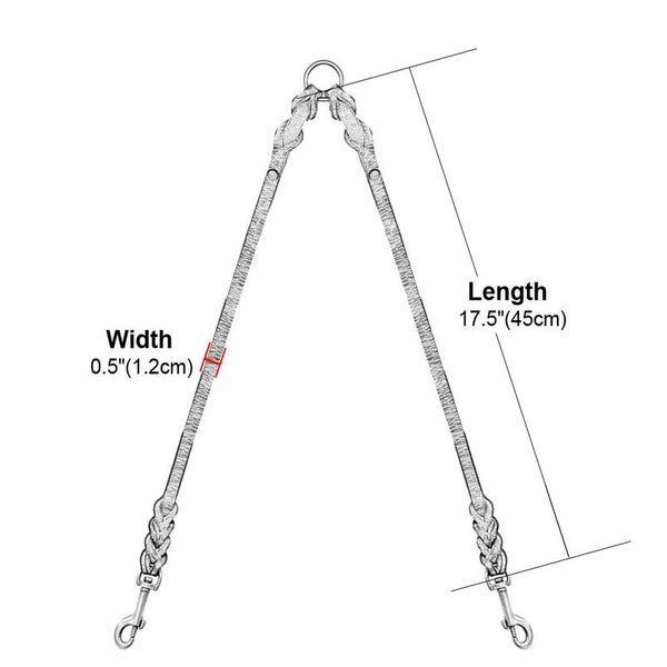 

pet dog braid leash genuine leather pet double leashes 2 way anti-rust pets walking strap for 2 dogs bla jllngn