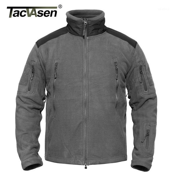 

tacvasen brand men jacket coat winter warm clothing army fleece jacket multi pocket tactical thicken jackets1, Black;brown