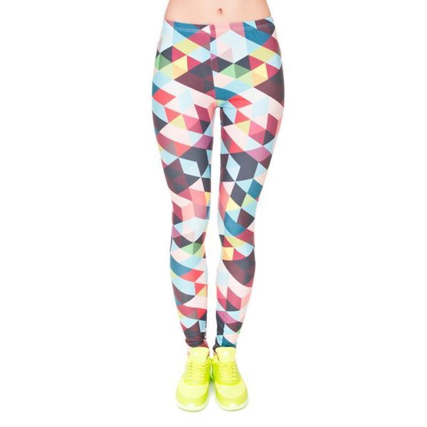 

brand women colour geometry printing legging high elastic fitness legging trousers leggingswomen pants drop shipping good quality, Black