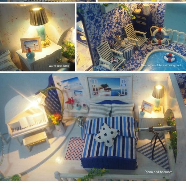 

1set diy деревянные головоломки hut santorini стиль дома модель изысканный модель головоломки ручной работы игрушки развивающие игрушки твор