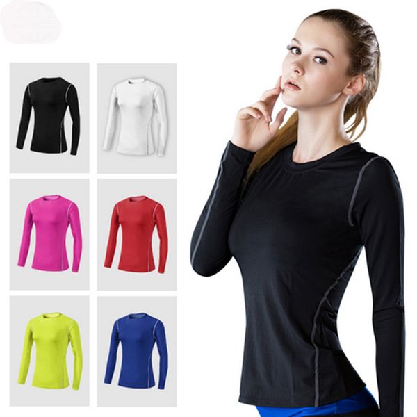 

wholesale-women athletic workout running yoga compression stretchy quick-dry t shirt or vest for female bodybuilding fitness shirt, Black;blue