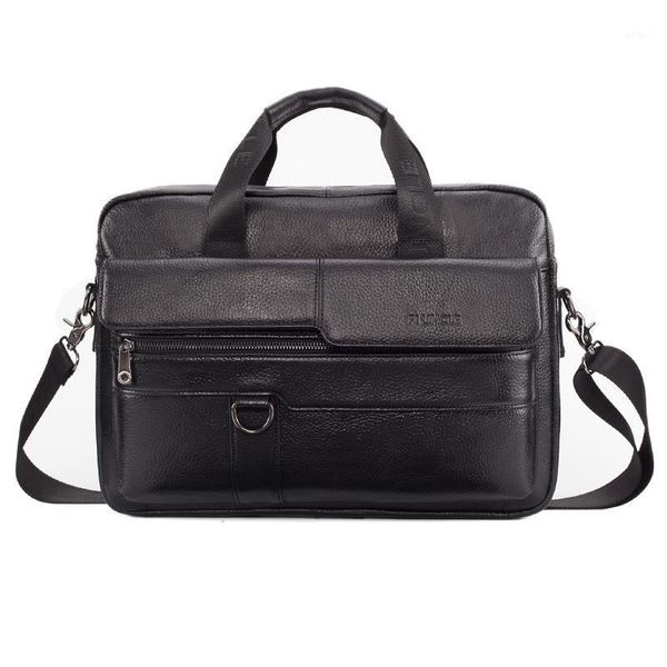 

genuine leather men's briefcase first layer cowhide messenger bag men tote handbag business casual lapbag male shoulder1