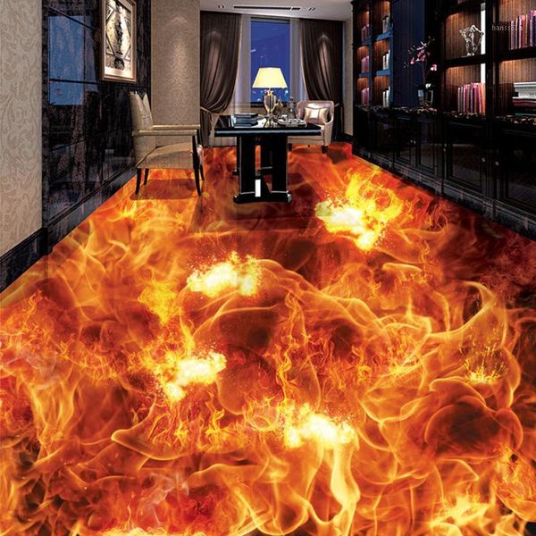 

custom p wallpaper 3d stereoscopic flame burning living room bedroom floor mural waterproof self-adhesive papel de parede 3d1
