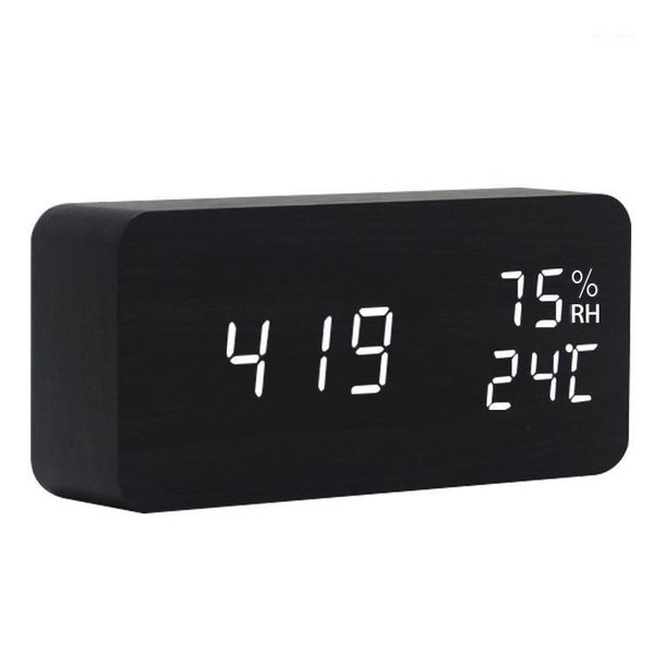 

desk & table clocks led wood clock home furnishing sound control intelligence alarm originality noctilucent mute humiture alarm1
