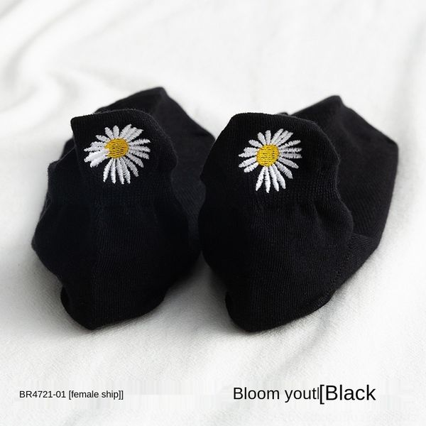 

h2jwv mesh south spring socksembroidered boat sockssummer personalized embroidery combed star socks children's short tube daisy cotton, Black