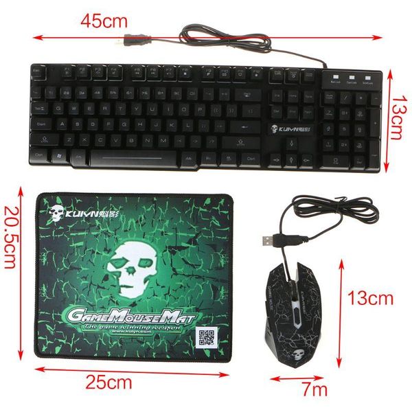 

rainbow led gaming equipment kit light keyboard & mouse & mouse pad usb charging