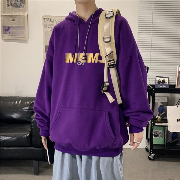 

winter plush and thickened hooded jacket men's korean fashion jacket loose pullover round neck sweater, Black