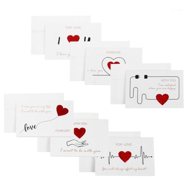 

6pcs valentine's day blessing cards heart greeting cards (horizontal, envelope)1