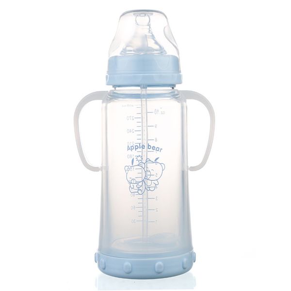 

bear with cover heat insulation glass anti scald baby bottle 300ml