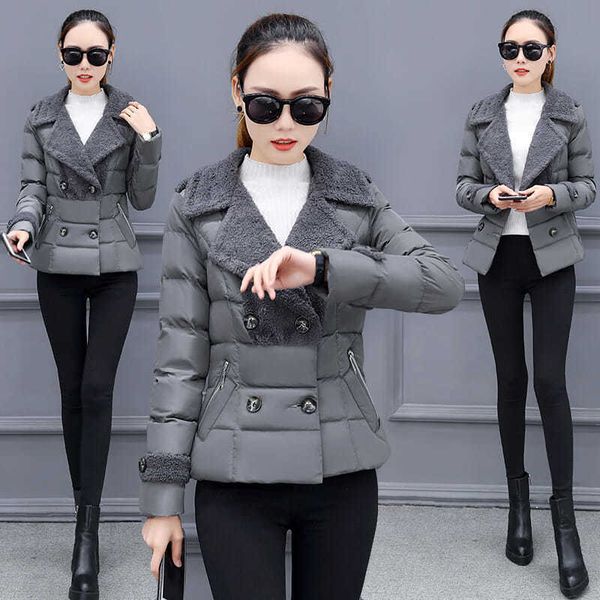 

women's earth lady coat down cotton padded short small jacket winter fashion, Black