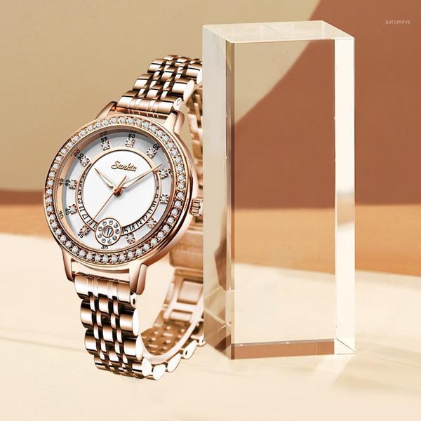 

suntka classic women bracele watches watches for women dress waterproof rose gold ladies watch1, Slivery;brown