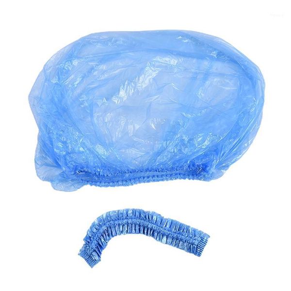 

100pcs disposable shower cap plastic waterproof transparent color shower hat l for travel home one time bathroom products1