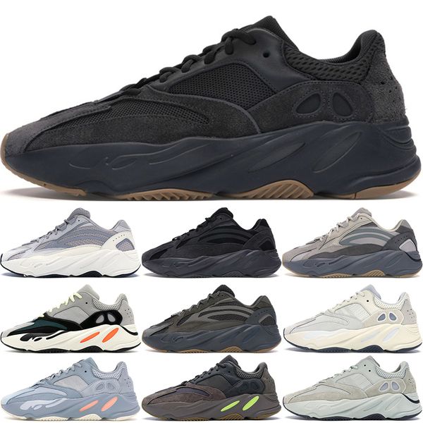 

kanye west shoes casual shoes wave runner og solid grey men women 700s geode static mauve leisure sneakers, Black